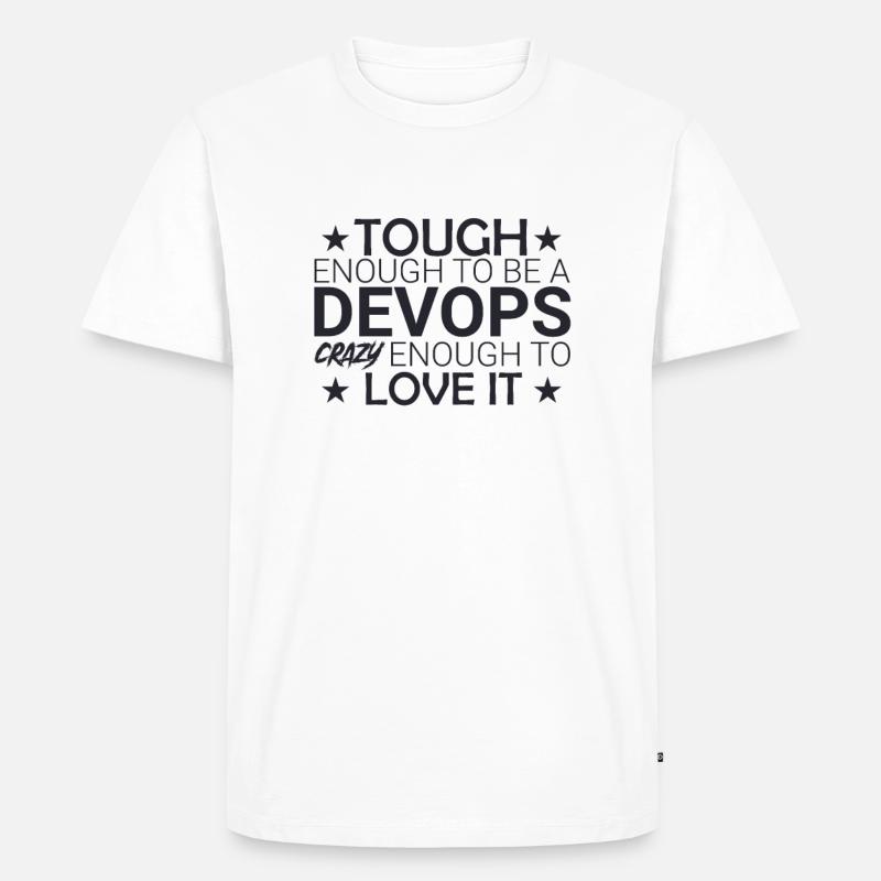 "DevOps Crazy | Softwareentwicklung" - Männer Premium Bio T-Shirt - Weiß