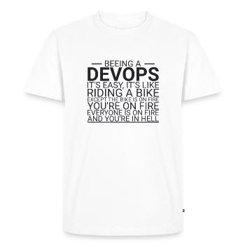 « DevOps Hell | Développement de logiciels » - T-shirt Premium bio Homme - blanc - Devant - Nico (187cm)