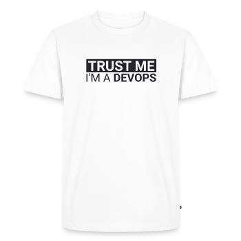 | de confiance DevOps Développement de logiciels » - T-shirt Premium bio Homme - blanc - Devant - Nico (187cm)