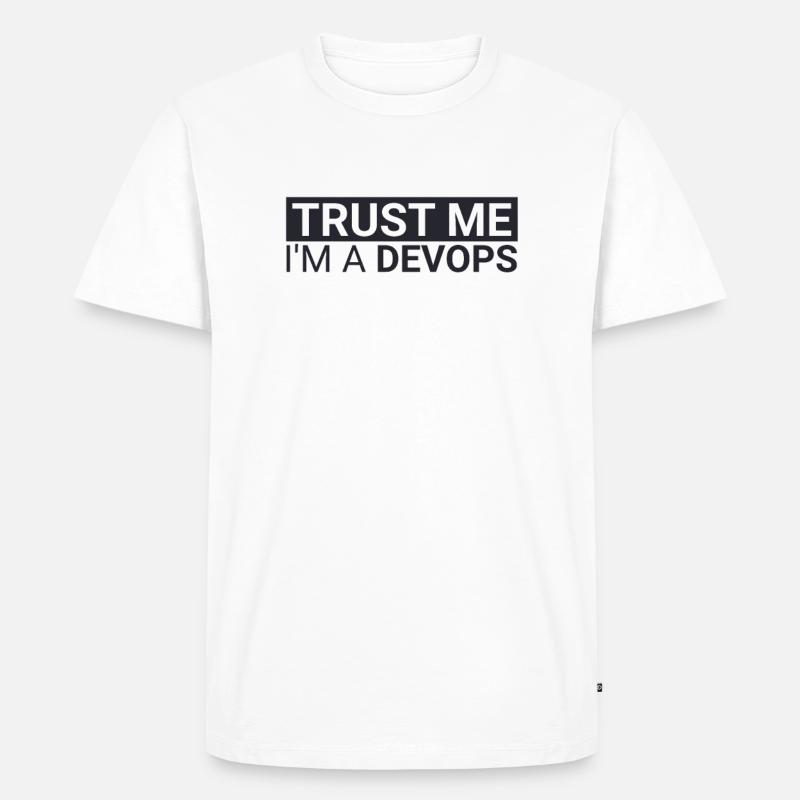 "DevOps Trust | Softwareentwicklung" - Männer Premium Bio T-Shirt - Weiß