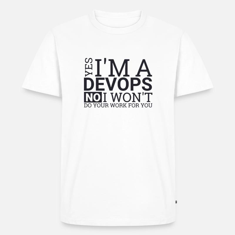 "DevOps Work | Softwareentwicklung" - Männer Premium Bio T-Shirt - Weiß