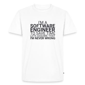 "Software Engineer Time | Programming" - Men's Premium Organic T-Shirt - white - Front - Nico (187cm)