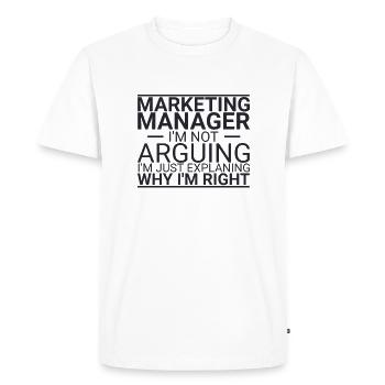 "Marketing Manager Arguing | Marketing" - Men's Premium Organic T-Shirt - white - Front - Nico (187cm)