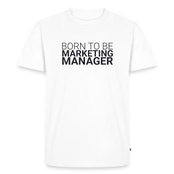 "Marketing Manager Born | Marketing" - Men's Premium Organic T-Shirt - white - Front - Nico (187cm)