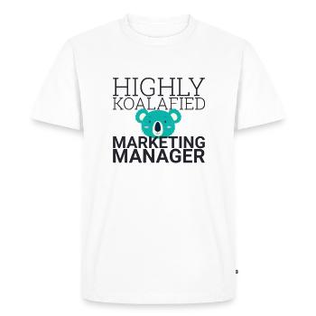 "Marketing Manager Koalafied | Marketing" - Men's Premium Organic T-Shirt - white - Front - Nico (187cm)