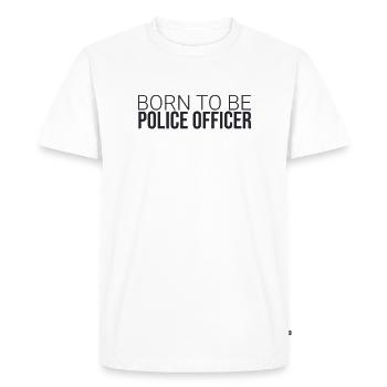 « Policier né en | Police » - T-shirt Premium bio Homme - blanc - Devant - Nico (187cm)