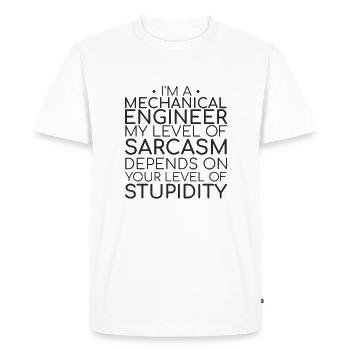 « Sarcasme d’ingénieur en mécanique | Génie mécanique » - T-shirt Premium bio Homme - blanc - Devant - Nico (187cm)