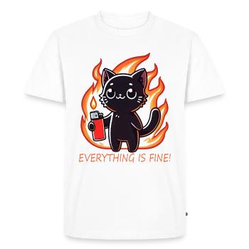 Black cat in flames - Men's Premium Organic T-Shirt - white - Front - Nico (187cm)
