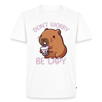 Don't Worry Be Capy Bubble Tea Capybara Lover - Men's Premium Organic T-Shirt - white - Front - Nico (187cm)