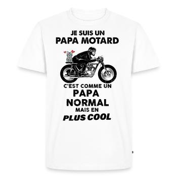 Papa Motard et chat humour cadeau moto - T-shirt Premium bio Homme - blanc - Devant - Nico (187cm)