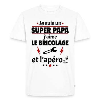 Je suis un super papa bricolage apéro, noël - T-shirt Premium bio Homme - blanc - Devant - Nico (187cm)