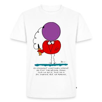 By continually trying... - Men's Premium Organic T-Shirt - white - Front - Nico (187cm)