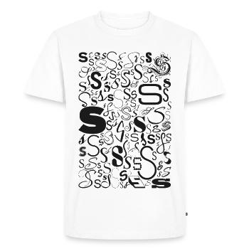 Typo S – Letter Design for Font Lovers - Men's Premium Organic T-Shirt - white - Front - Nico (187cm)