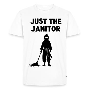 Just The Janitor – Diction d’humour ninja - T-shirt Premium bio Homme - blanc - Devant - Nico (187cm)