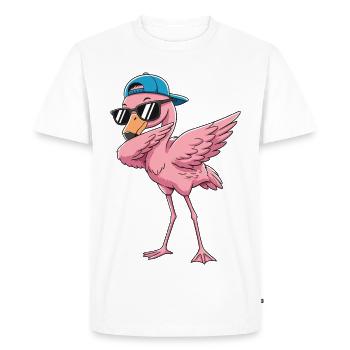 Art de dessin animé Cool Dabbing Flamingo - T-shirt Premium bio Homme - blanc - Devant - Nico (187cm)