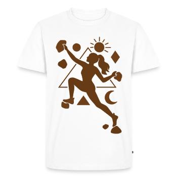 Femmes de bloc Femme géométrique jour et nuit - T-shirt Premium bio Homme - blanc - Devant - Nico (187cm)