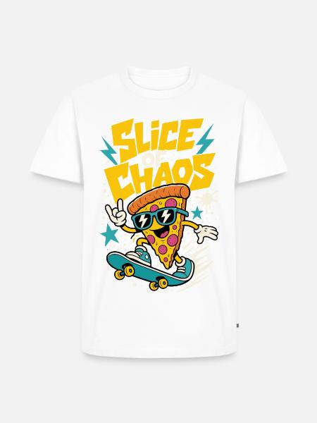 Skateboard-Pizza – Slice of Chaos - Männer Premium Bio T-Shirt - Weiß