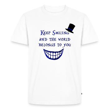 Continuez à sourire et le monde vous appartient Alice - T-shirt Premium bio Homme - blanc - Devant - Nico (187cm)