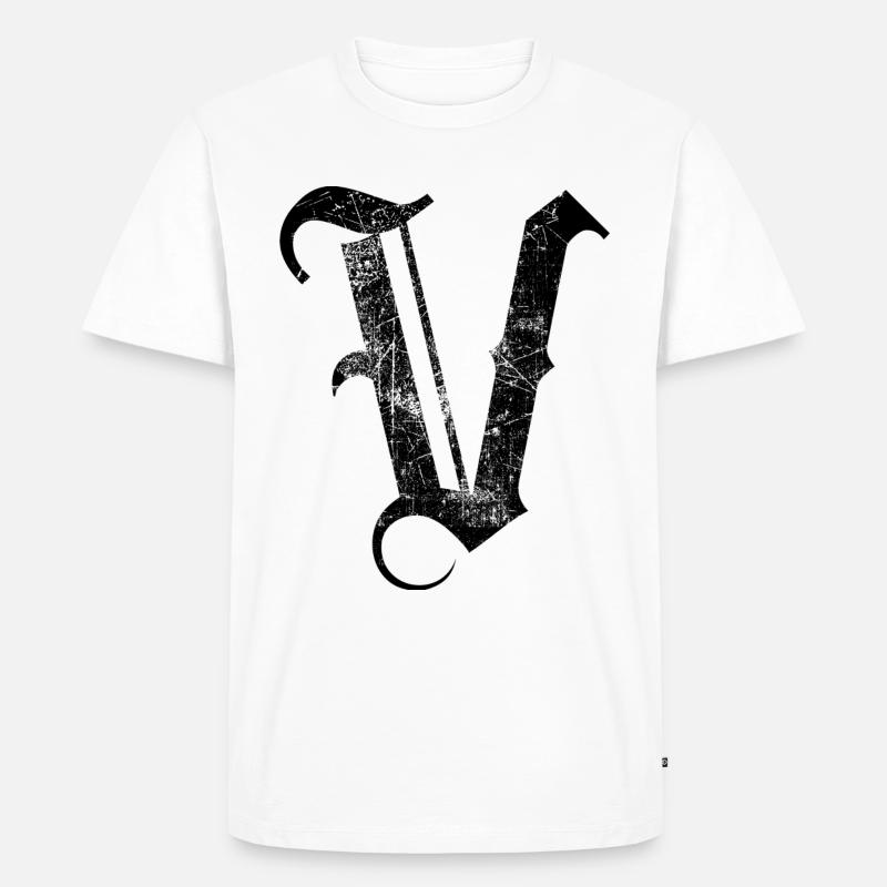 Tshirt alphabet initial V - T-shirt Premium bio Homme - blanc