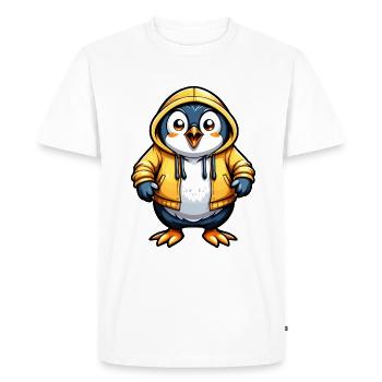 Pingouin en veste jaune - T-shirt Premium bio Homme - blanc - Devant - Nico (187cm)