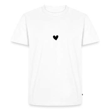 Coeur Minimaliste - Petit Coeur Noir - T-shirt Premium bio Homme - blanc - Devant - Nico (187cm)