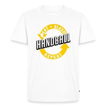 Joueur de handball Handballer Eat Sleep Handball - T-shirt Premium bio Homme - blanc - Devant - Nico (187cm)
