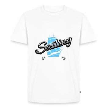 Sailor Sailboat Eat Sleep Voile Répéter - T-shirt Premium bio Homme - blanc - Devant - Nico (187cm)