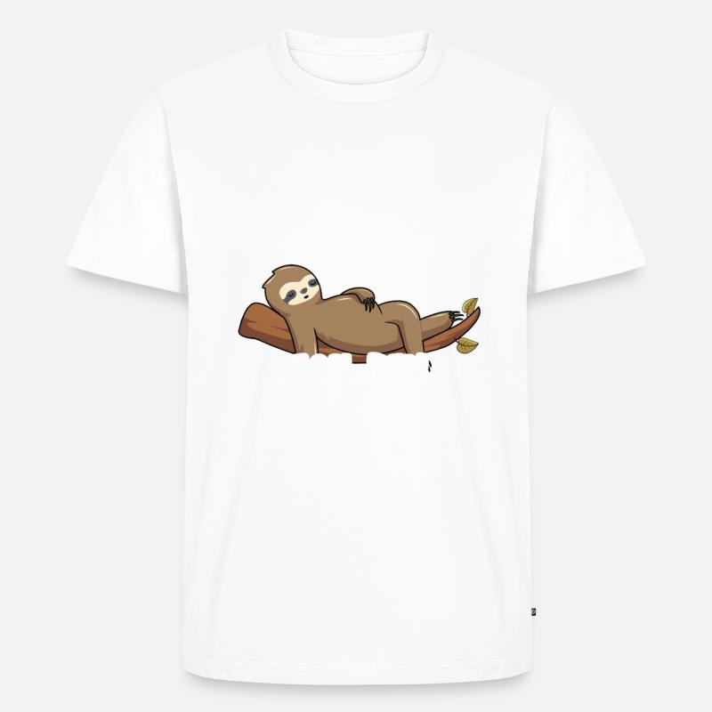 Faultier Geschenkidee Für Kollegen Langschläfer - Männer Premium Bio T-Shirt - Weiß