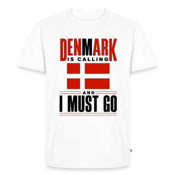Danemark Drapeau Le Danemark appelle - T-shirt Premium bio Homme - blanc - Devant - Nico (187cm)