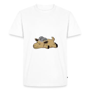 Lustiges Ziegen Morgenmuffel Langschläfer - Männer Premium Bio T-Shirt - Weiß - Vorne - Nico (187cm)