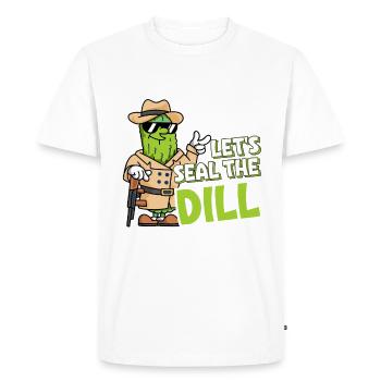 Drôle d’amoureux du concombre Jeu de mots Scellons le - T-shirt Premium bio Homme - blanc - Devant - Nico (187cm)