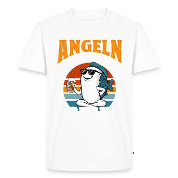 Drôle de pêcheur disant oui, je parle aux poissons - T-shirt Premium bio Homme - blanc - Devant - Nico (187cm)