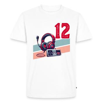 12E ANNIVERSAIRE GARÇON RETRO GAMER NIVEAU DE JEU - T-shirt Premium bio Homme - blanc - Devant - Nico (187cm)