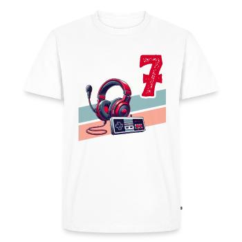 7TH BIRTHDAY BOY RETRO GAMER GAMING LEVEL - Men's Premium Organic T-Shirt - white - Front - Nico (187cm)