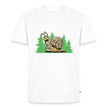 Racing Snail Saying Pedometer Jogger Marathon - Men's Premium Organic T-Shirt - white - Front - Nico (187cm)