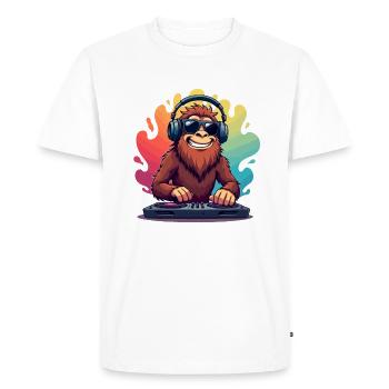 Big Foot with sunglasses and headphones in Pop Art - Men's Premium Organic T-Shirt - white - Front - Nico (187cm)