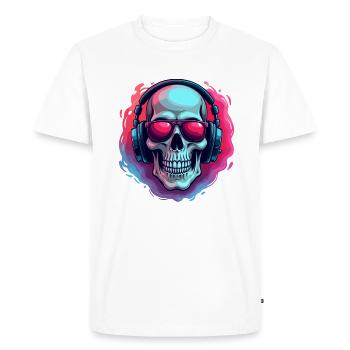 Crâne de DJ de style Pop Art avec des lunettes de soleil et - T-shirt Premium bio Homme - blanc - Devant - Nico (187cm)