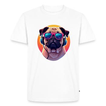 Carlin avec lunettes de soleil et écouteurs dans le Pop Art - T-shirt Premium bio Homme - blanc - Devant - Nico (187cm)