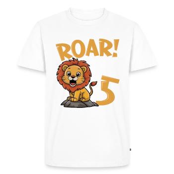 5 Anniversaire Garçon Lion - T-shirt Premium bio Homme - blanc - Devant - Nico (187cm)
