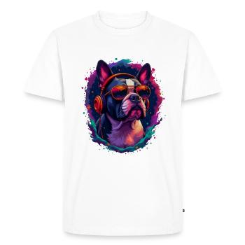 Bouledogue avec lunettes de soleil Motif animalier Art - T-shirt Premium bio Homme - blanc - Devant - Nico (187cm)