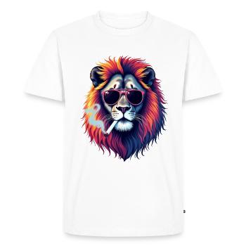 Lion avec des lunettes de soleil motif animal Lion fumant - T-shirt Premium bio Homme - blanc - Devant - Nico (187cm)