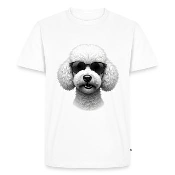 Caniche Lunettes de soleil Motif animal Caniche Propriétaire Caniche - T-shirt Premium bio Homme - blanc - Devant - Nico (187cm)