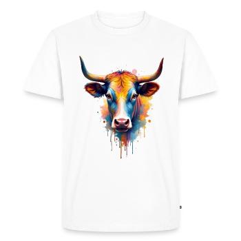 Cow Colorful Art Artwork Animal Motif Cow - Men's Premium Organic T-Shirt - white - Front - Nico (187cm)