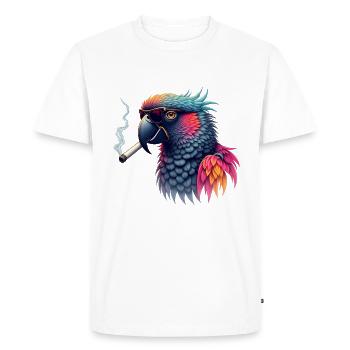 Parrot with sunglasses animal motif smoking - Men's Premium Organic T-Shirt - white - Front - Nico (187cm)