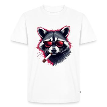 Raccoon with sunglasses animal motif smoking - Men's Premium Organic T-Shirt - white - Front - Nico (187cm)