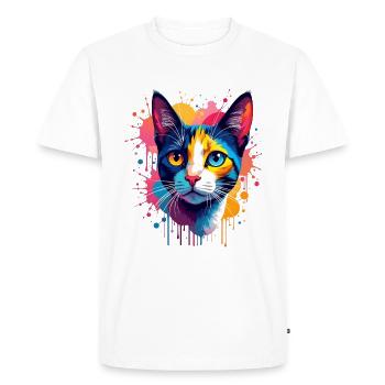 Cat Colorful Art Artwork Cat Owner Animal - Men's Premium Organic T-Shirt - white - Front - Nico (187cm)
