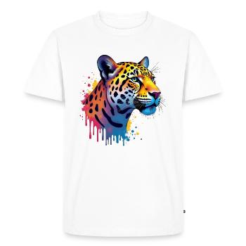 Léopard Coloré Art Oeuvre Motif Animal Léopards - T-shirt Premium bio Homme - blanc - Devant - Nico (187cm)