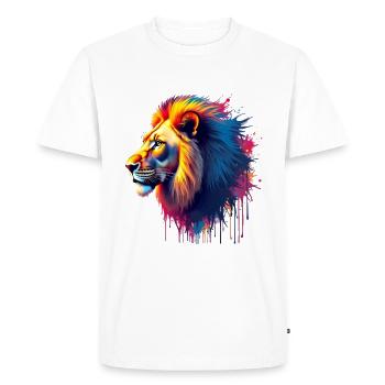 Lion Coloré Art Oeuvre Motif Animal Lion - T-shirt Premium bio Homme - blanc - Devant - Nico (187cm)