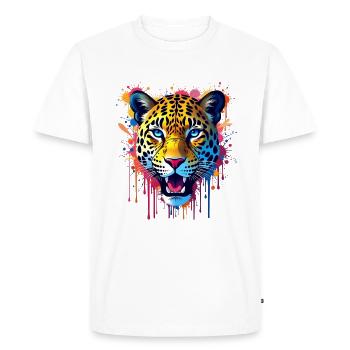 Léopard Coloré Art Oeuvre Motif Animal Léopards - T-shirt Premium bio Homme - blanc - Devant - Nico (187cm)