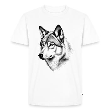 Loup Noir Blanc Tenue Motif Animal Art Loup - T-shirt Premium bio Homme - blanc - Devant - Nico (187cm)